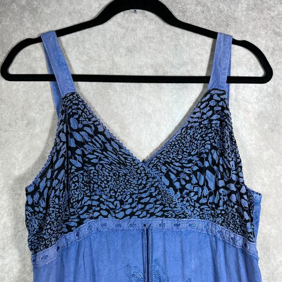 Raya Sun Dress Women Small Blue Floral Sleeveless V-Neck Casual Boho Fairy - Picture 2 of 11